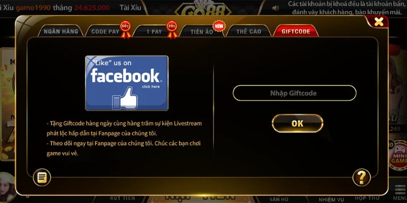Nạp qua Giftcode