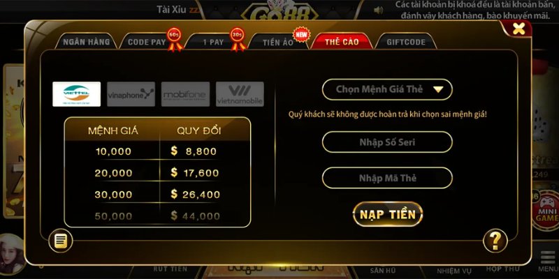 Nạp qua thẻ cào